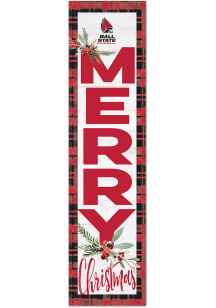 KH Sports Fan Ball State Cardinals 11x46 Merry Christmas Leaning Sign