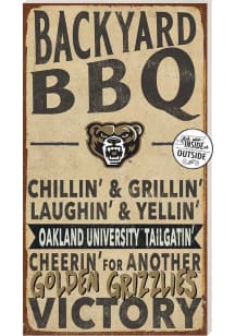 KH Sports Fan Oakland University Golden Grizzlies 11x20 Indoor Outdoor BBQ Sign