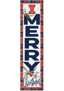 KH Sports Fan Illinois Fighting Illini 11x46 Merry Christmas Leaning Sign