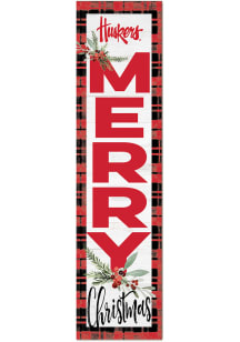 KH Sports Fan Nebraska Cornhuskers 11x46 Merry Christmas Leaning Sign