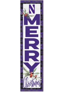 Purple Northwestern Wildcats 11x46 Merry Christmas Leaning Sign