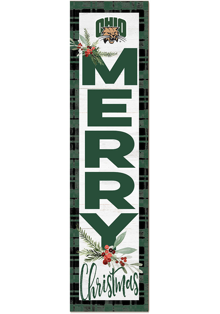 KH Sports Fan Ohio Bobcats 12x48 Merry Christmas Leaning Sign