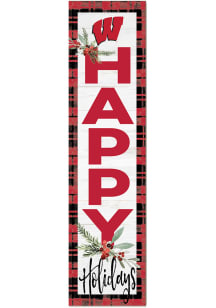 KH Sports Fan Wisconsin Badgers 11x46 Merry Christmas Leaning Sign