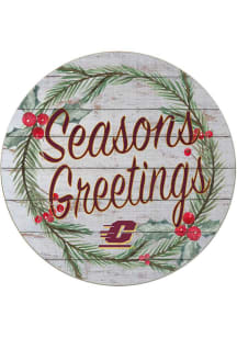 KH Sports Fan Central Michigan Chippewas 20x20 Weathered Seasons Greetings Sign