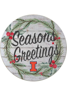 KH Sports Fan Illinois Fighting Illini 20x20 Weathered Seasons Greetings Sign