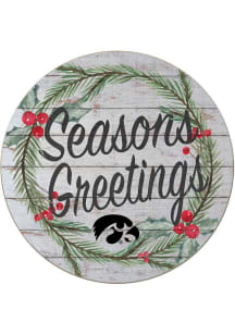 KH Sports Fan Iowa Hawkeyes 20x20 Weathered Seasons Greetings Sign