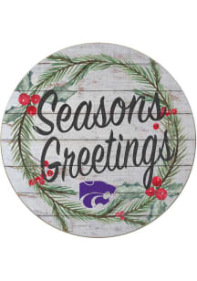 KH Sports Fan K-State Wildcats 20x20 Weathered Seasons Greetings Sign