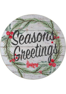 KH Sports Fan Nebraska Cornhuskers 20x20 Weathered Seasons Greetings Sign