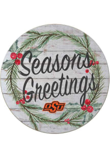 KH Sports Fan Oklahoma State Cowboys 20x20 Weathered Seasons Greetings Sign