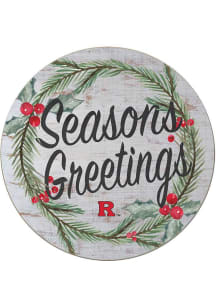 KH Sports Fan Rutgers Scarlet Knights 20x20 Weathered Seasons Greetings Sign