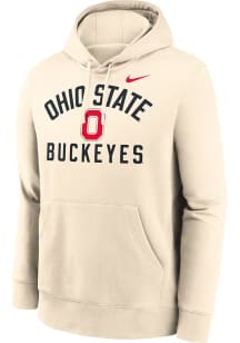 Mens Ohio State Buckeyes Natural Nike Primary Logo Hooded Sweatshirt