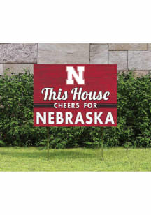 Red Nebraska Cornhuskers 18x24 This House Cheers Yard Sign