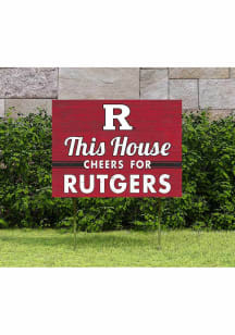 Red Rutgers Scarlet Knights 18x24 This House Cheers Yard Sign