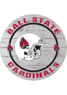 KH Sports Fan Ball State Cardinals Weathered Helmet Circle Sign