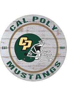 KH Sports Fan Cal Poly Mustangs Weathered Helmet Circle Sign