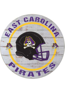 KH Sports Fan East Carolina Pirates Weathered Helmet Circle Sign