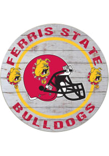 KH Sports Fan Ferris State Bulldogs Weathered Helmet Circle Sign