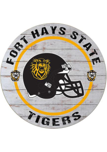 KH Sports Fan Fort Hays State Tigers Weathered Helmet Circle Sign