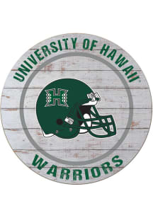 KH Sports Fan Hawaii Warriors Weathered Helmet Circle Sign