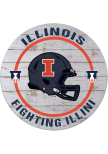 KH Sports Fan Illinois Fighting Illini Weathered Helmet Circle Sign