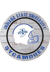 KH Sports Fan Indiana State Sycamores Weathered Helmet Circle Sign