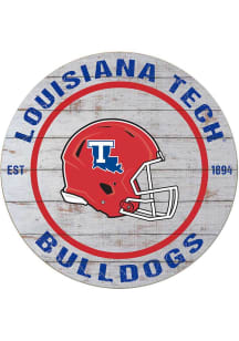 KH Sports Fan Louisiana Tech Bulldogs Weathered Helmet Circle Sign