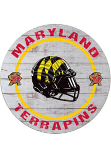 Grey Maryland Terrapins Weathered Helmet Circle Sign