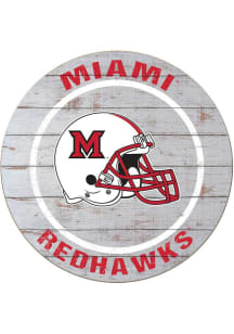 KH Sports Fan Miami RedHawks Weathered Helmet Circle Sign