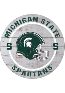 KH Sports Fan Michigan State Spartans Weathered Helmet Circle Sign