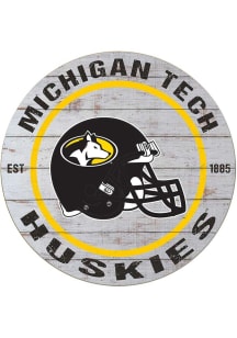 KH Sports Fan Michigan Tech Huskies Weathered Helmet Circle Sign