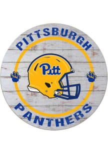 KH Sports Fan Pitt Panthers Weathered Helmet Circle Sign