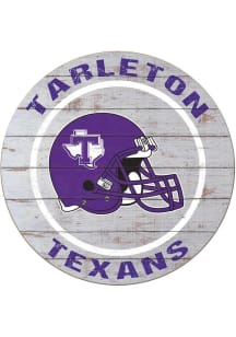 KH Sports Fan Tarleton State Texans Weathered Helmet Circle Sign