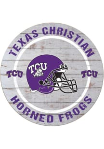 KH Sports Fan TCU Horned Frogs Weathered Helmet Circle Sign