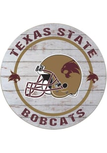 KH Sports Fan Texas State Bobcats Weathered Helmet Circle Sign