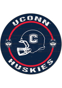 KH Sports Fan UConn Huskies Weathered Helmet Circle Sign