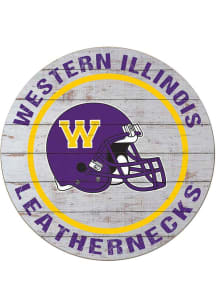 KH Sports Fan Western Illinois Leathernecks Weathered Helmet Circle Sign