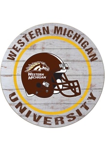 KH Sports Fan Western Michigan Broncos Weathered Helmet Circle Sign