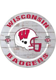 KH Sports Fan Wisconsin Badgers Weathered Helmet Circle Sign