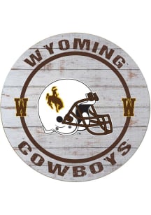 KH Sports Fan Wyoming Cowboys Weathered Helmet Circle Sign