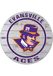 KH Sports Fan Evansville Purple Aces 20x20 Weathered Circle Sign