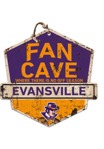 KH Sports Fan Evansville Purple Aces Fan Cave Rustic Badge Sign