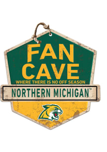 KH Sports Fan Northern Michigan Wildcats Fan Cave Rustic Badge Sign