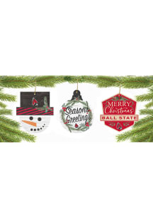 Ball State Cardinals 3 Pack Ornament