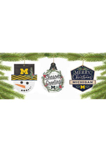 Blue Michigan Wolverines 3 Pack Ornament