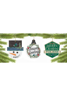 Tulane Green Wave 3 Pack Ornament