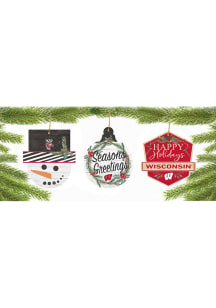 Red Wisconsin Badgers 3 Pack Ornament