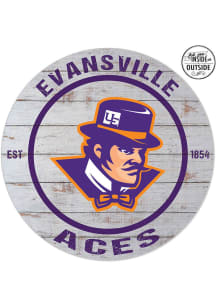 KH Sports Fan Evansville Purple Aces 20x20 In Out Weathered Circle Sign