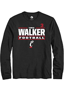 Tawee Walker Cincinnati Bearcats Black Football NIL Stacked Box Long Sleeve Player T Shirt