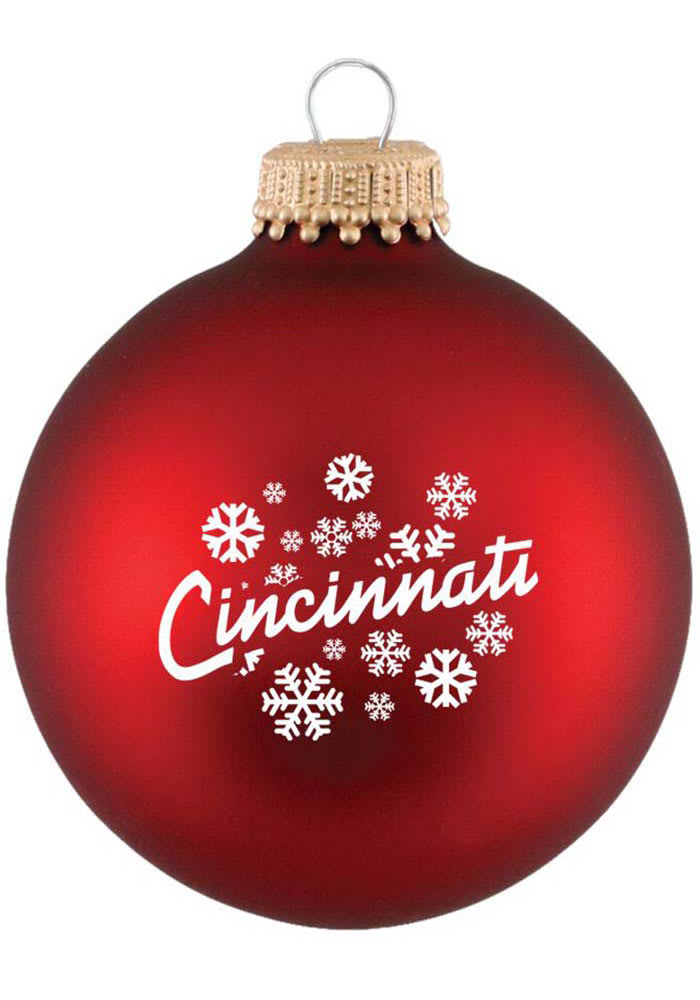 Cincinnati Snowflakes Red Glass Ball Ornament