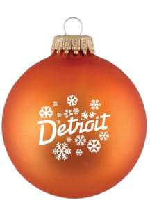 Detroit Snowflakes Orange Glass Ball Ornament